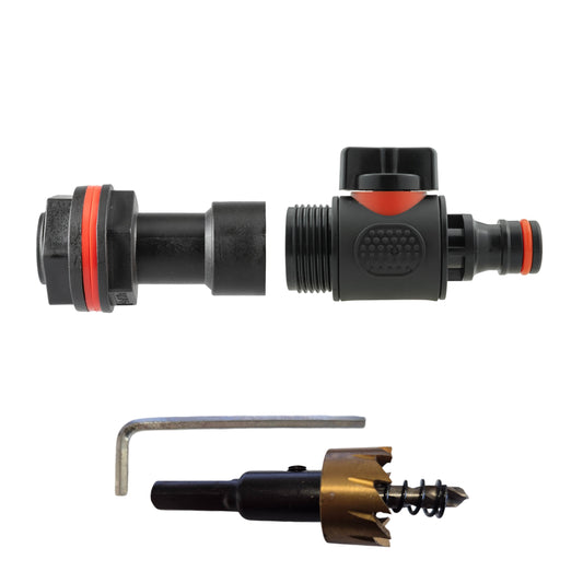 3/4" Water Butt Link Set with Quick Connect Tap & Drill Bit