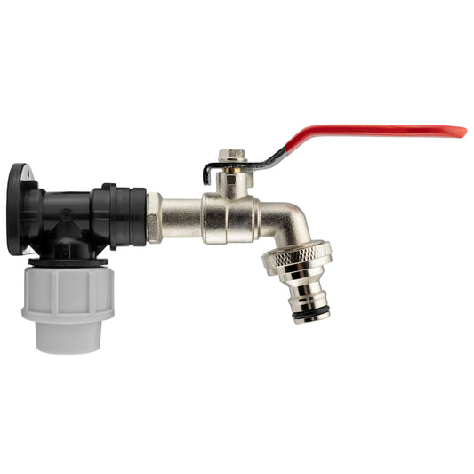 20mm MDPE Wall Flange Set with Lever Tap and ½" Snap-On Connection
