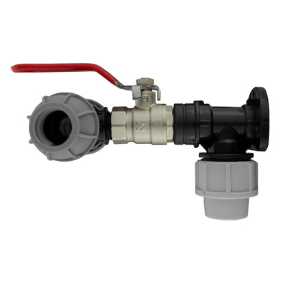 20mm MDPE Wall Flange Set with Lever Valve and 20mm MDPE Tee Connection