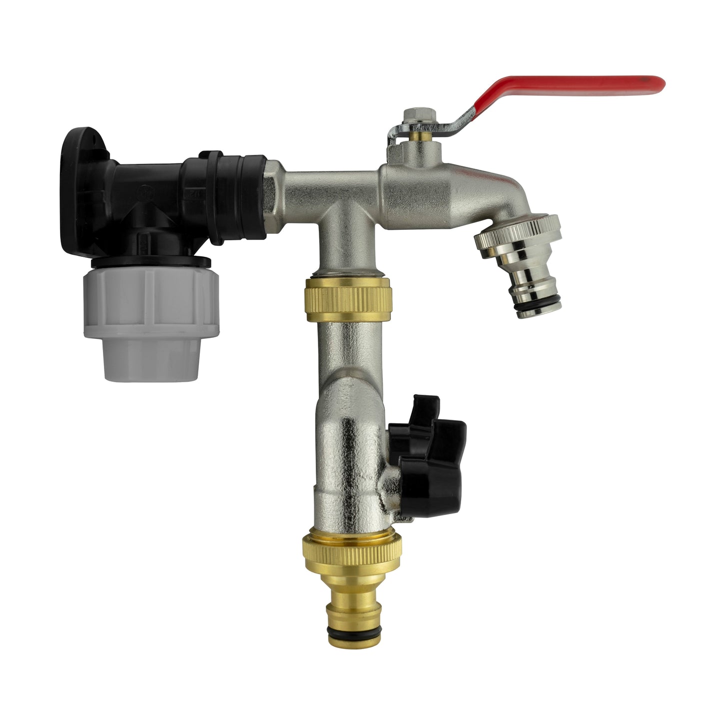 20mm MDPE Wall Flange Set with Dual Tap and Three-Way Outlet