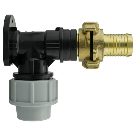 20mm MDPE Wall Flange Set with 25mm Barbed Geka Fittings