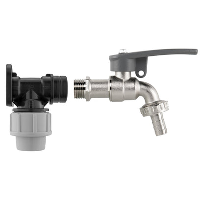 20mm MDPE Wall Flange Set – Lever Tap with Hose Barb & Side Lock