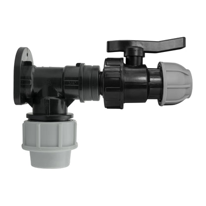 25mm MDPE Pipe Wall Flange and Valve Set
