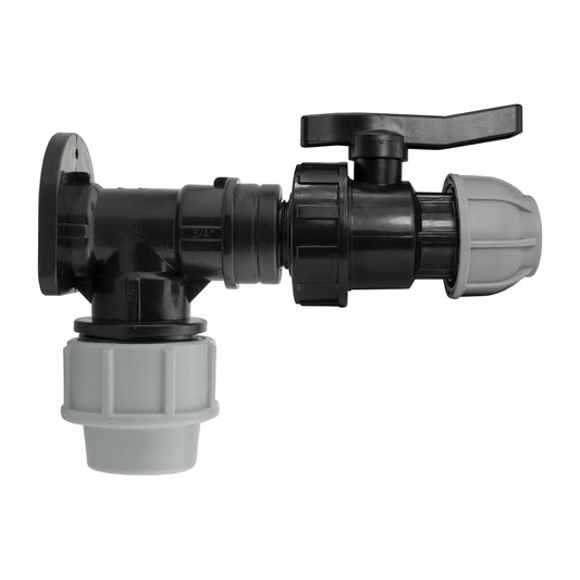 25mm MDPE Pipe Wall Flange and Valve Set