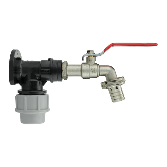 25mm MDPE Wall Flange Set Including Lever Tap with ¾” Barb Connection