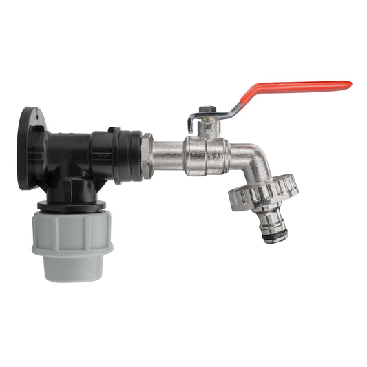 25mm MDPE Wall Flange Set Including Lever Tap with Quick-Connect Fitting