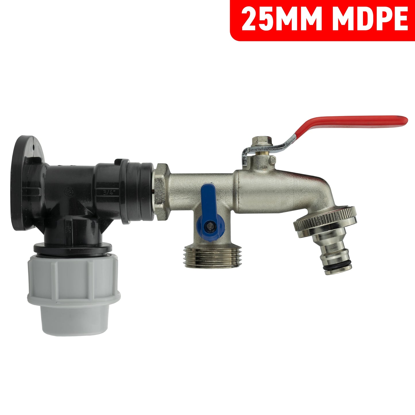 25mm MDPE Wall Flange Set Including ¾” BSP Dual Lever Tap