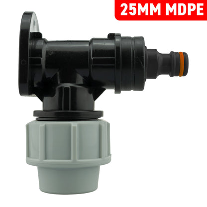 25mm MDPE Wall Flange Set Including Male Quick-Connect Fitting