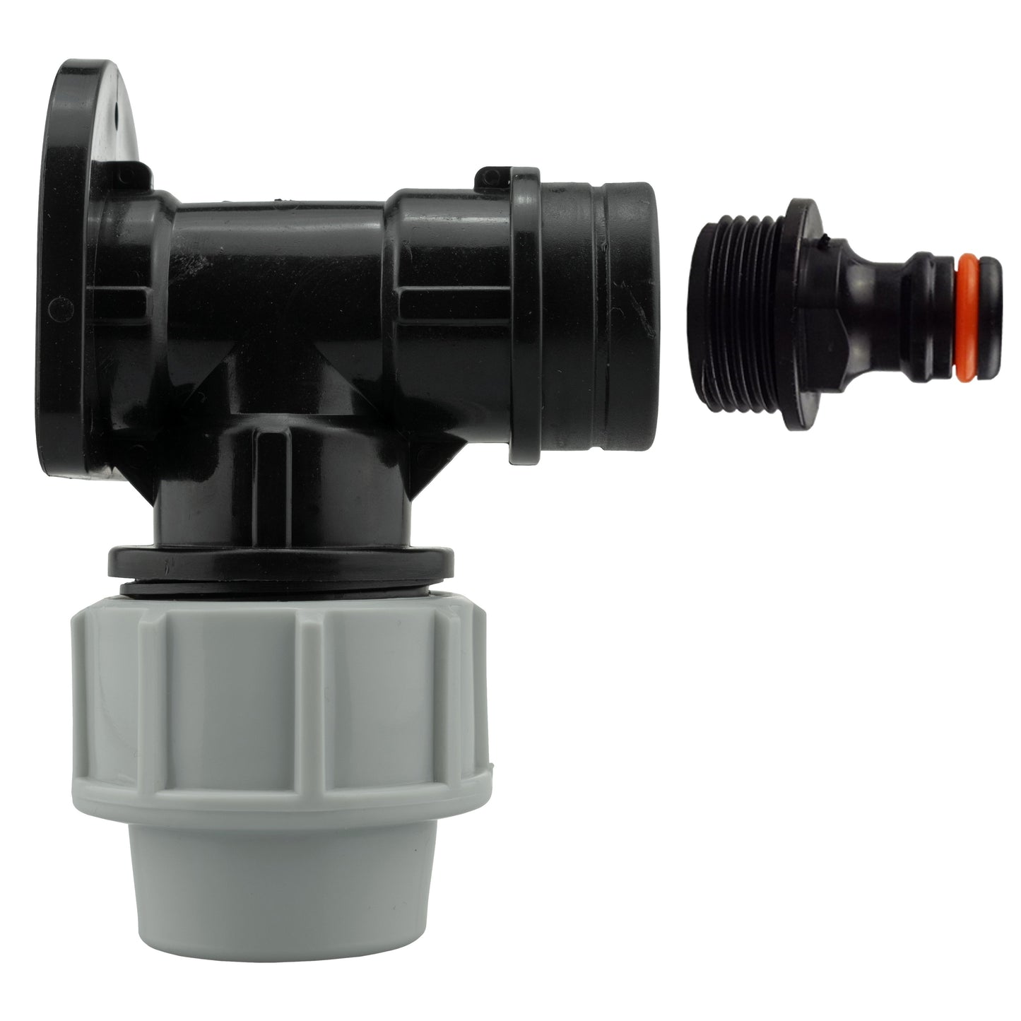 25mm MDPE Wall Flange Set Including Male Quick-Connect Fitting