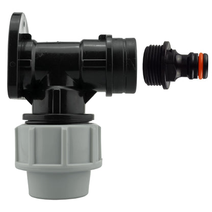 25mm MDPE Wall Flange Set Including Male Quick-Connect Fitting