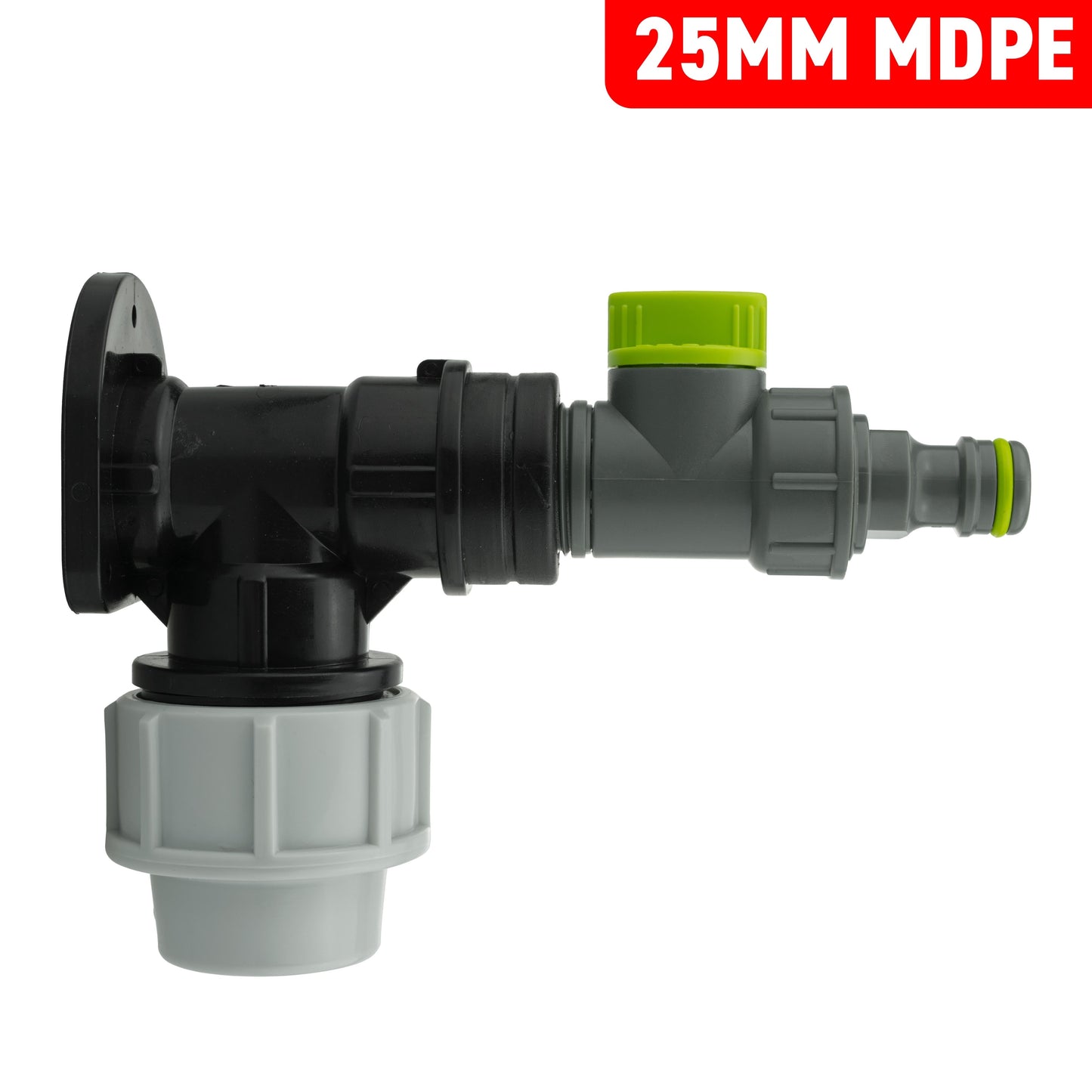 25mm MDPE Wall Flange Set Including Quick-Connect Valve