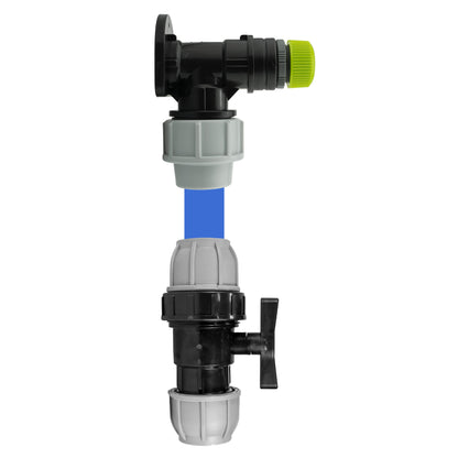 25mm MDPE Wall Flange Set Including 25mm Valve and Direct Hose Connection