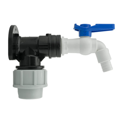 25mm MDPE Wall Flange Set Including White PVC Tap Fitting