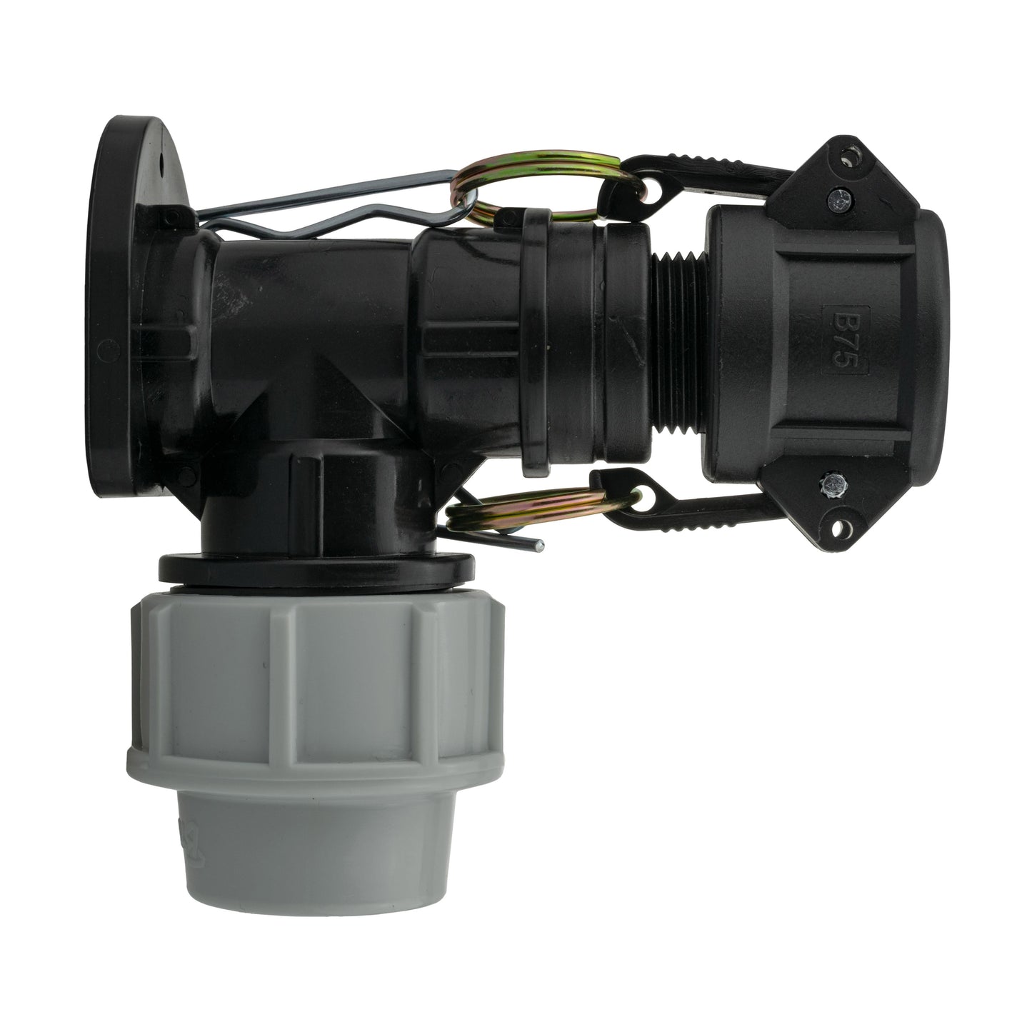 25mm MDPE Wall Flange Set with ¾" Camlock B Coupling