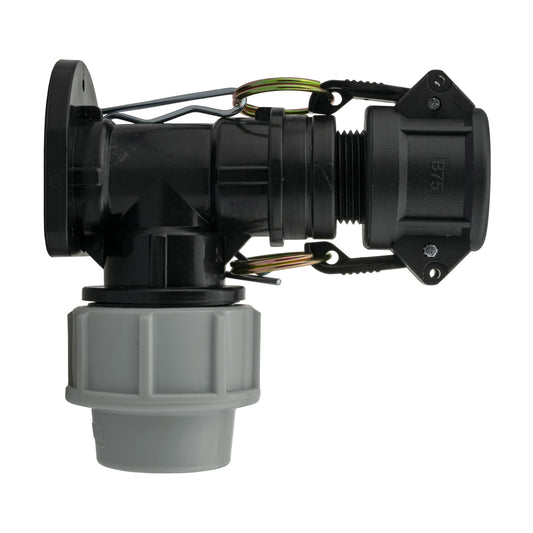 25mm MDPE Wall Flange Set with ¾" Camlock B Coupling