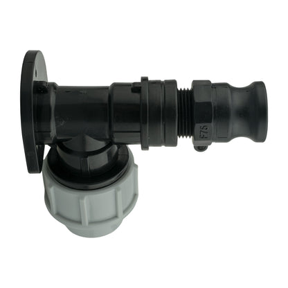 25mm MDPE Wall Flange Set with ¾" Camlock F Coupling