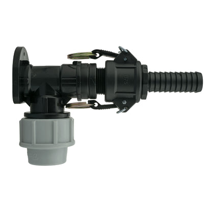 25mm MDPE Wall Flange Set with ¾" Camlock B+E Couplings