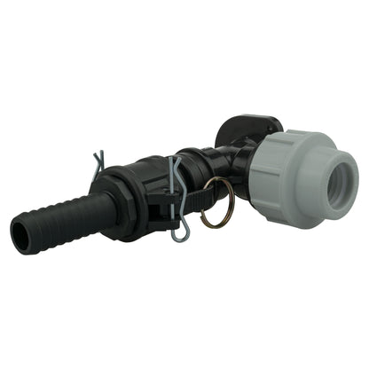 25mm MDPE Wall Flange Set with ¾" Camlock B+E Couplings