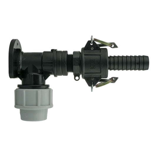 25mm MDPE Wall Flange Set with ¾" Camlock F+C Couplings