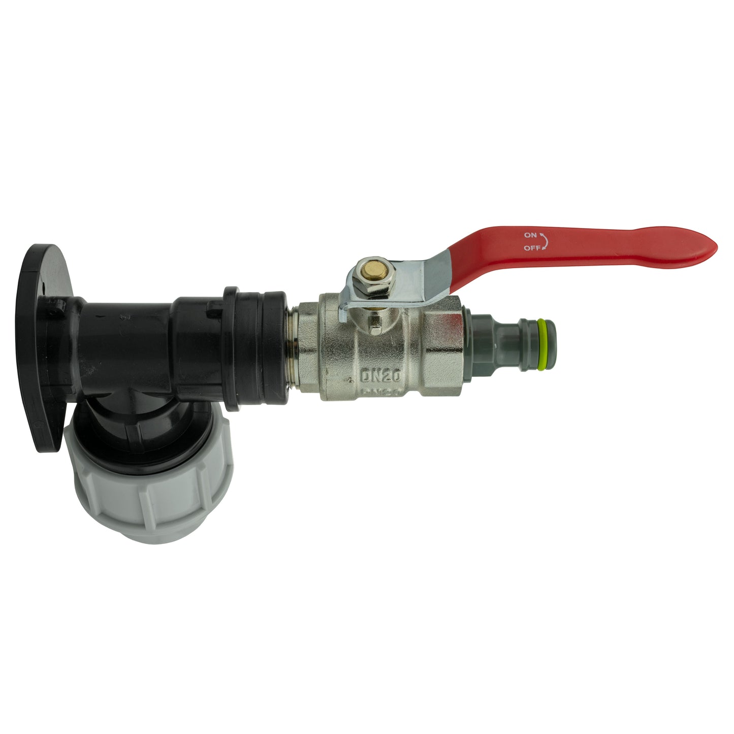 25mm MDPE Wall Flange Set with Lever Valve and Male Quick-Connect Adapter