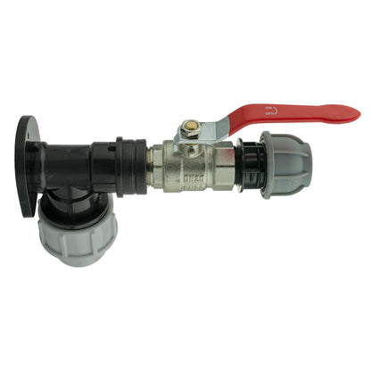 25mm MDPE Wall Flange Set with Lever Valve and 20mm MDPE Straight Fitting
