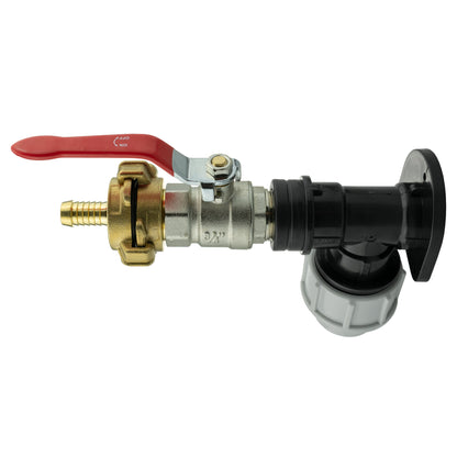 25mm MDPE Wall Flange Set with Lever Valve and 13mm Barbed Geka Connectors