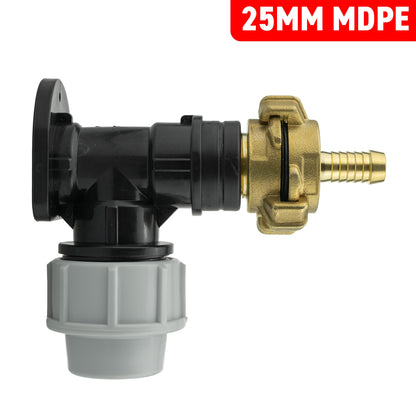 25mm MDPE Wall Flange Set Including 13mm Barbed Geka Connector Set
