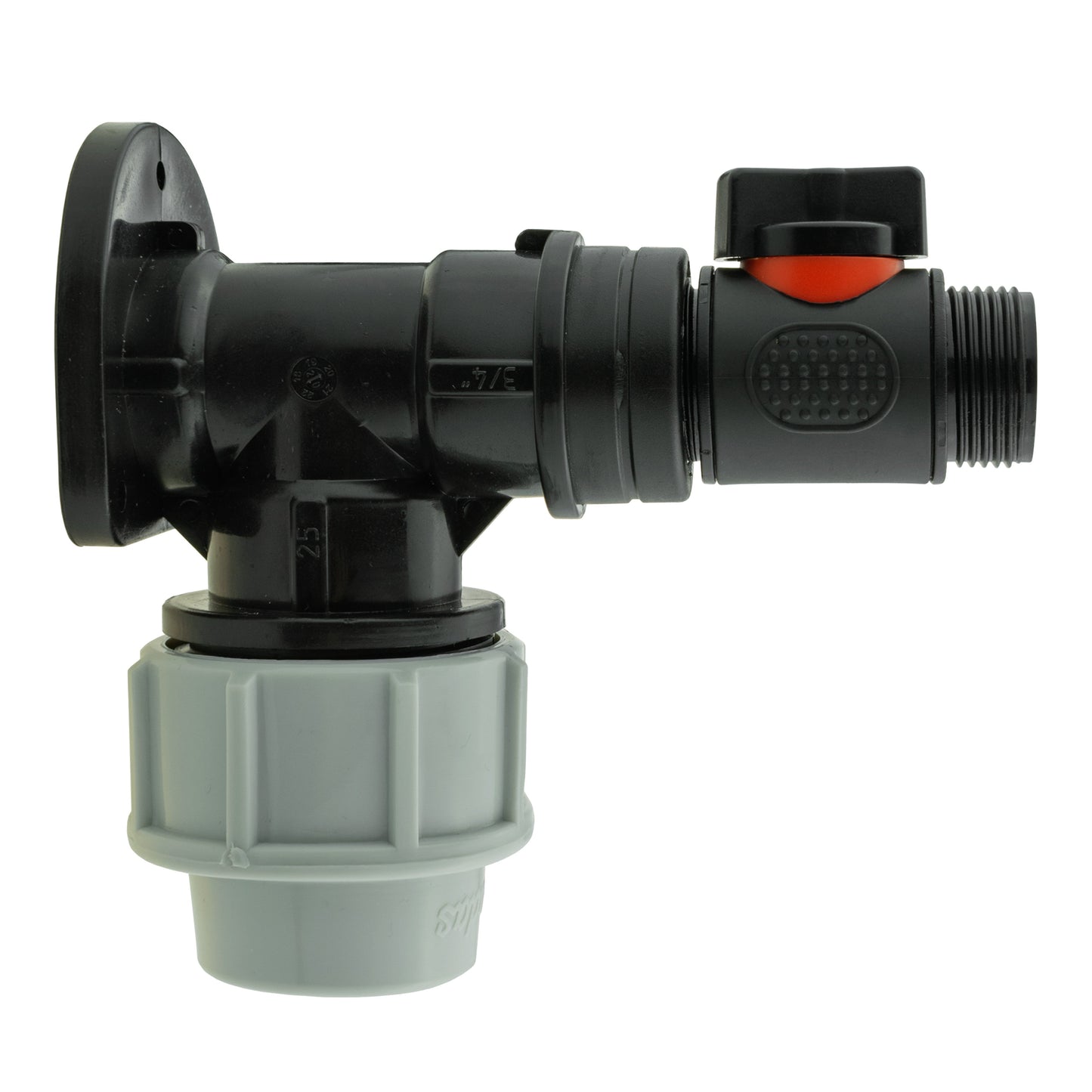 25mm MDPE Wall Flange Set with In-Line Valve