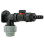 25mm MDPE Wall Flange Set with In-Line Valve and 1/2” Barb Fitting