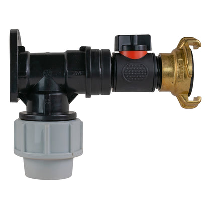 25mm MDPE Wall Flange Set Complete with Valve and Geka Fitting