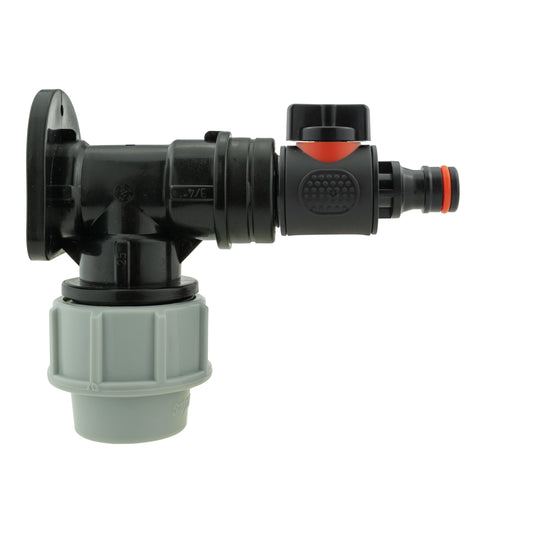 25mm MDPE Wall Flange Set with Valve and Male Quick Connect Fitting