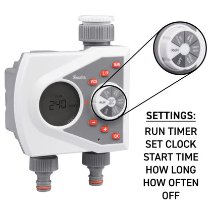 White Line Dual-Outlet Electronic Water Timer Controller
