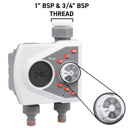 White Line Dual-Outlet Electronic Water Timer Controller