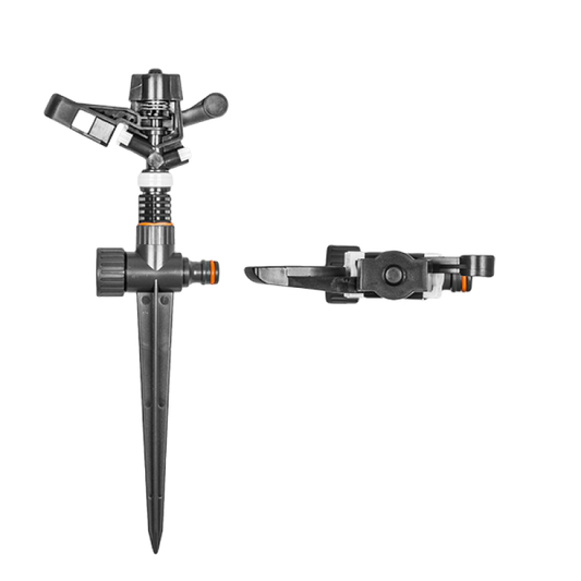 White Line Pulsating Garden Sprinkler with Ground Spike