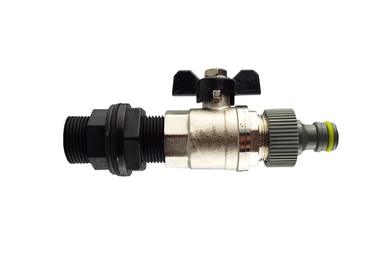 1’’ BSP Water Butt Tap Set with Durable Metal Valve and Quick-Fit Connector