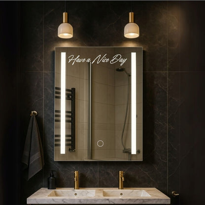 Personalised LED Bathroom Mirror Custom Text Wall Mounted Touch Illuminated
