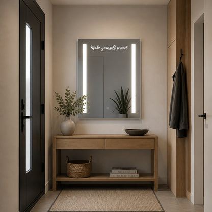 Personalised LED Bathroom Mirror Custom Text Wall Mounted Touch Illuminated