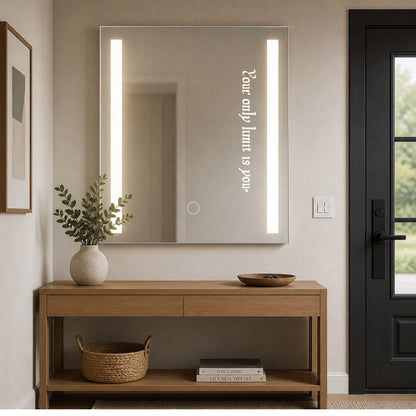 Personalised LED Bathroom Mirror Custom Text Wall Mounted Touch Illuminated