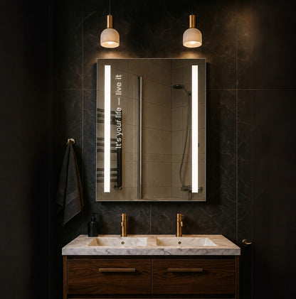 Personalised LED Bathroom Mirror Custom Text Wall Mounted Touch Illuminated