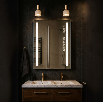 Personalised LED Bathroom Mirror Custom Text Wall Mounted Touch Illuminated