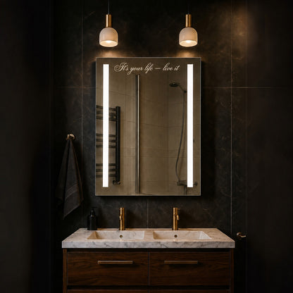 Personalised LED Bathroom Mirror Custom Text Wall Mounted Touch Illuminated