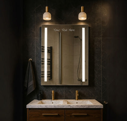 Personalised LED Bathroom Mirror Custom Text Wall Mounted Touch Illuminated