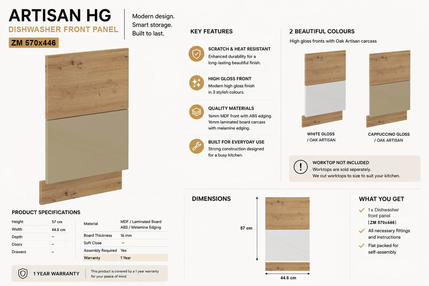 ARTISAN Modular Kitchen – Cappuccino Gloss - PARTS option
