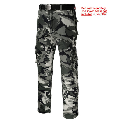 Men Camo Cargo Work Trousers Military Combat Tactical Pants Army Fishing Hiking