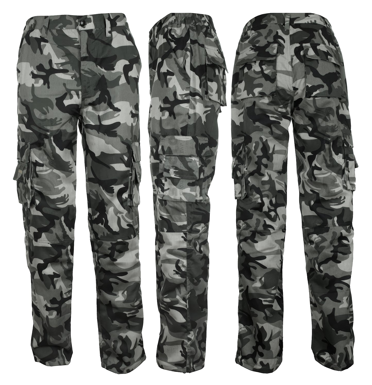 Men Camo Cargo Work Trousers Military Combat Tactical Pants Army Fishing Hiking