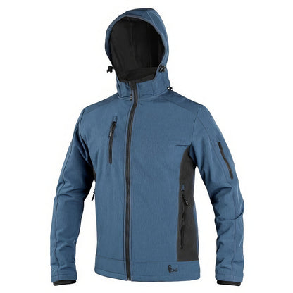 CXS Durham Mens Softshell Work Jacket Waterproof Windproof Hooded Blue Black S-3XL