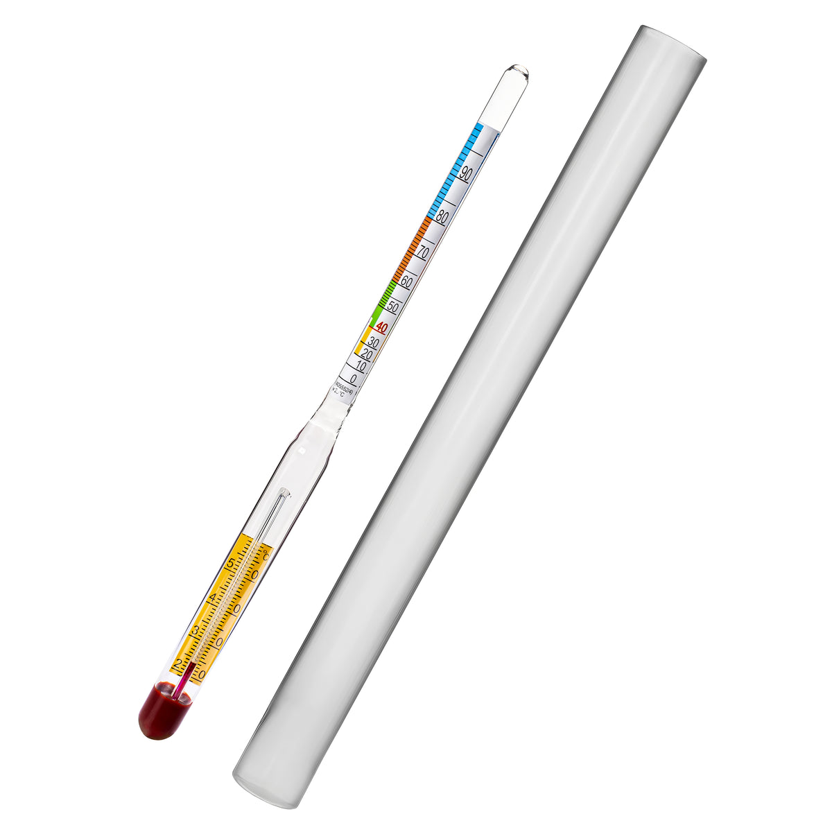 Alcohol Hydrometer Thermometer 0-95% ABV with Measuring Cylinder Spirits Tester