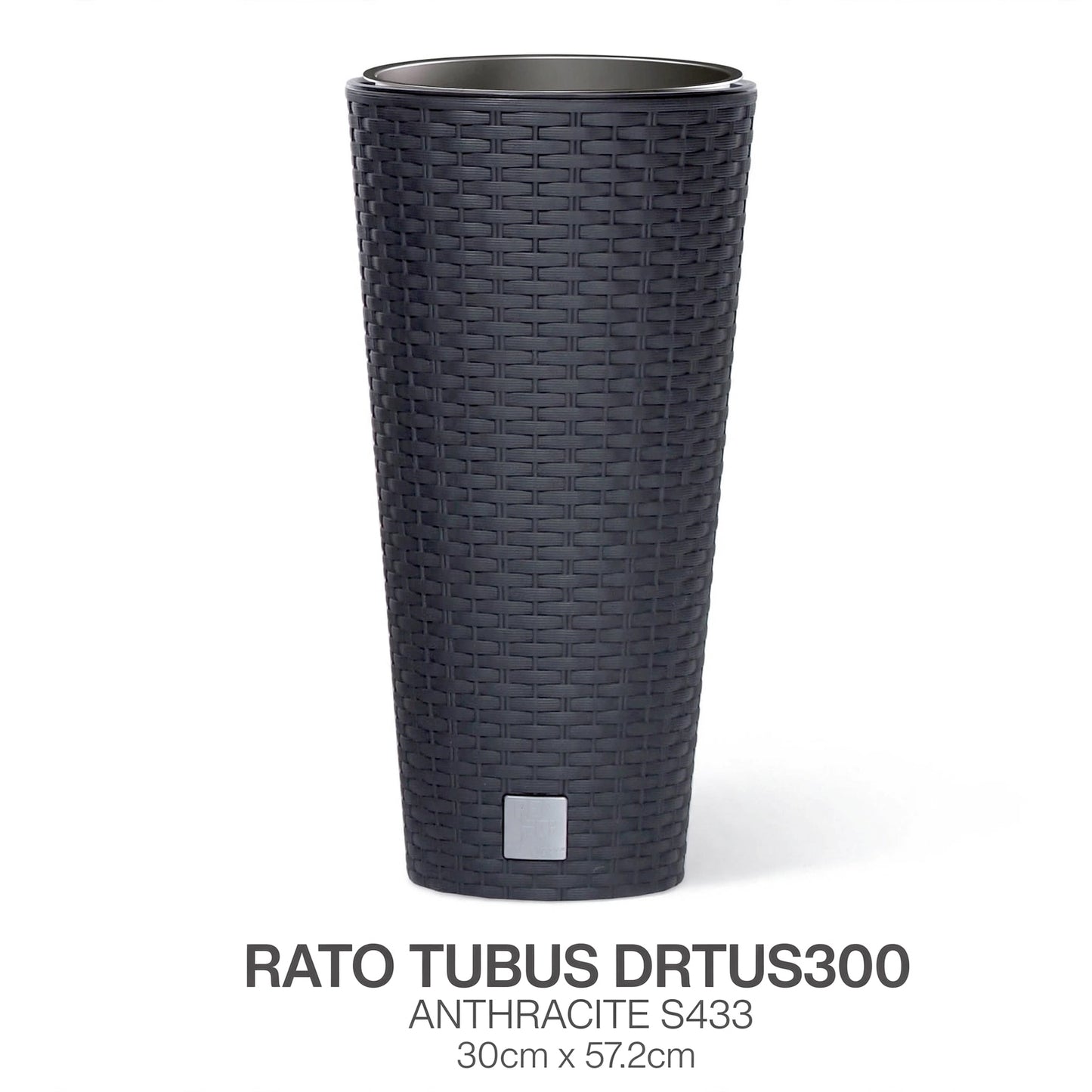 Large Tall Outdoor Flowerpot Anthracite 30cm Rattan Effect Planter With Insert