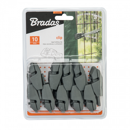 Pack of 10 Grey Slide-Style Tarpaulin Clips
