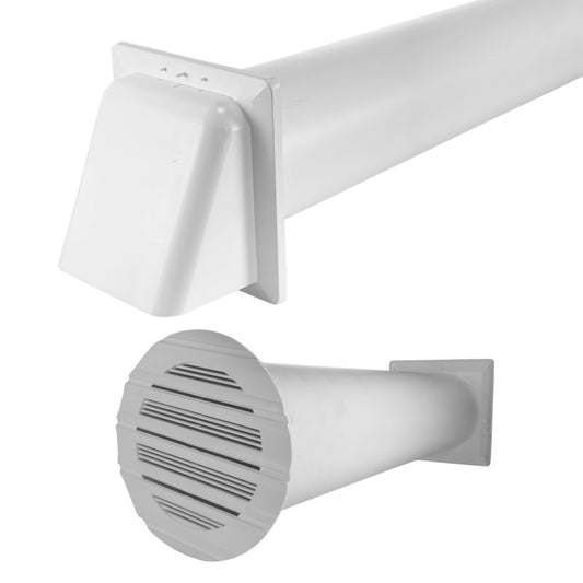 Round Through-Wall Ventilation Set with Bella Interior Grille and White External Vent